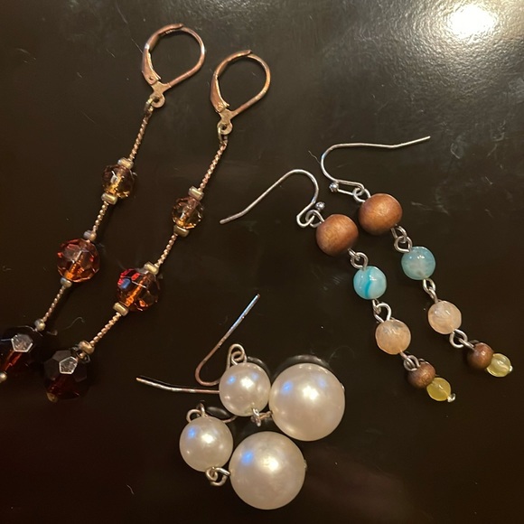Earrings - Beads and pearls that dangle. 3 pair! - Picture 1 of 4